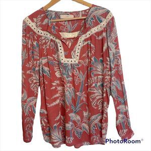 Ann Taylor Loft flowy floral bohemian blouse | top